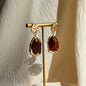 Amber Tortoiseshell Resin Drop Earrings S925 Gold