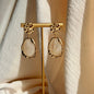 Frosted Resin Drop Earrings S925 Hammered Gold Disc