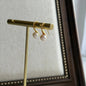 Freshwater Pearl Double Chain Drop Earrings S925 on neutral background — front view