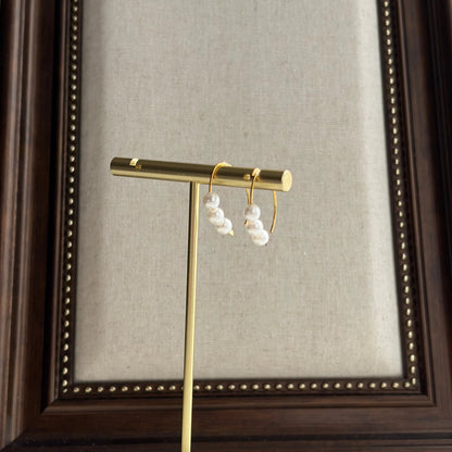 Freshwater Pearl Branch Stud Earrings S925 Gold on neutral background — front view