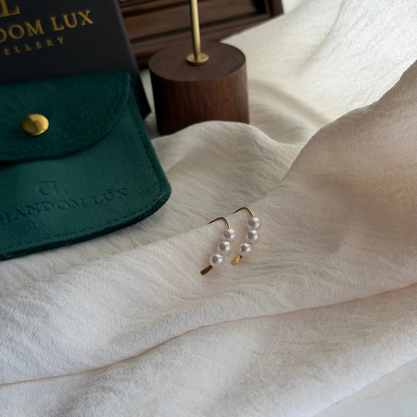 Freshwater Pearl Branch Stud Earrings S925 Gold — close-up of pearl and post detail