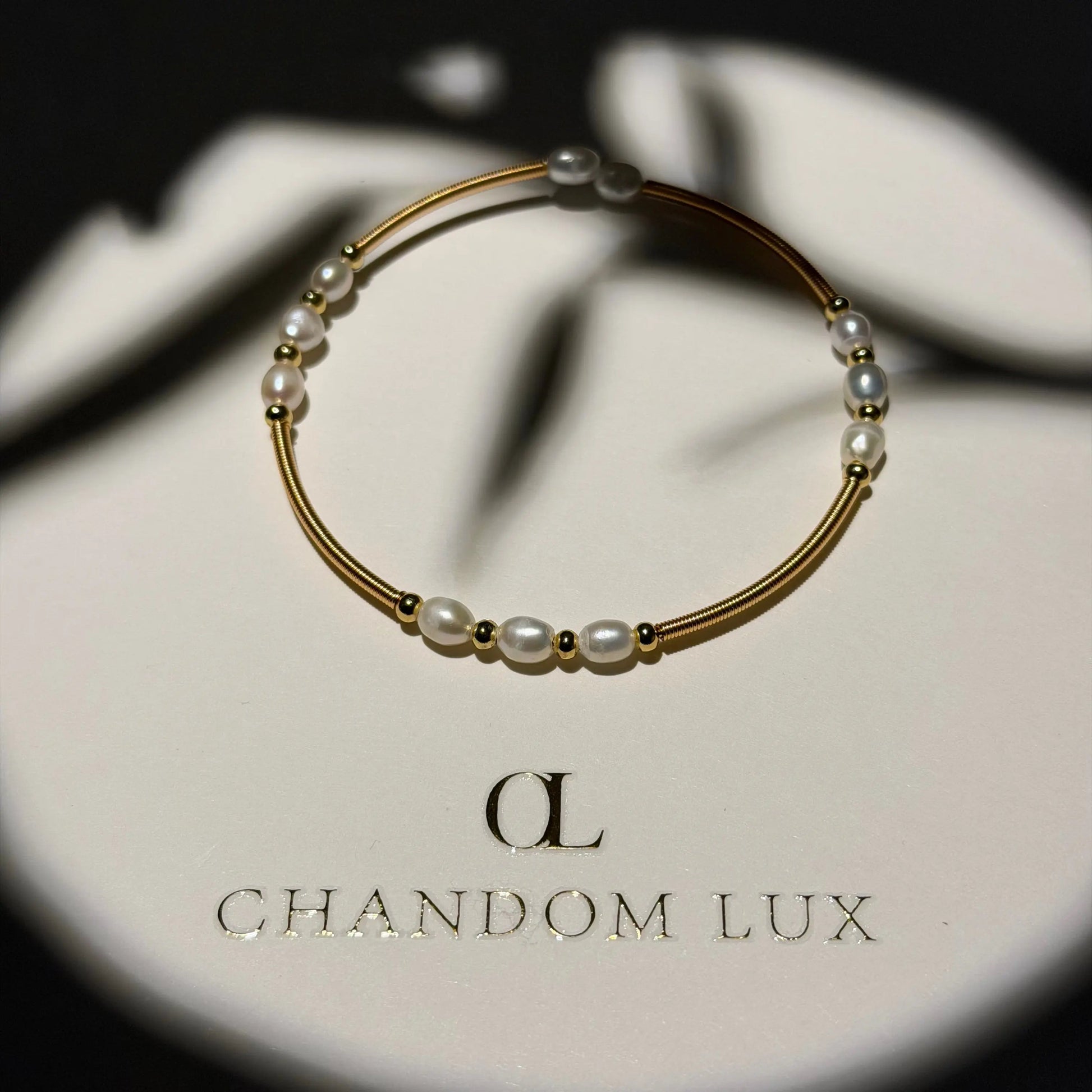 Freshwater Pearl Chain Bracelet 18K Gold Plated UK — worn on wrist