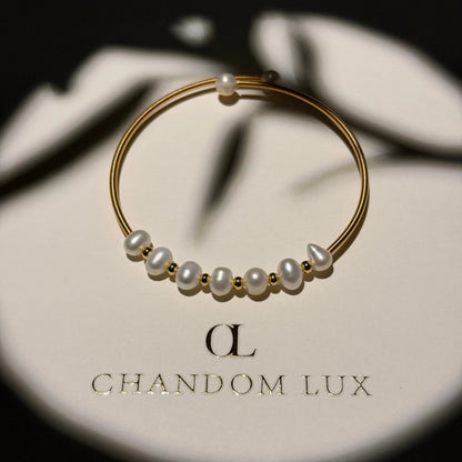 Freshwater Pearl Beaded Bracelet 18K Gold Women UK — clasp detail close-up