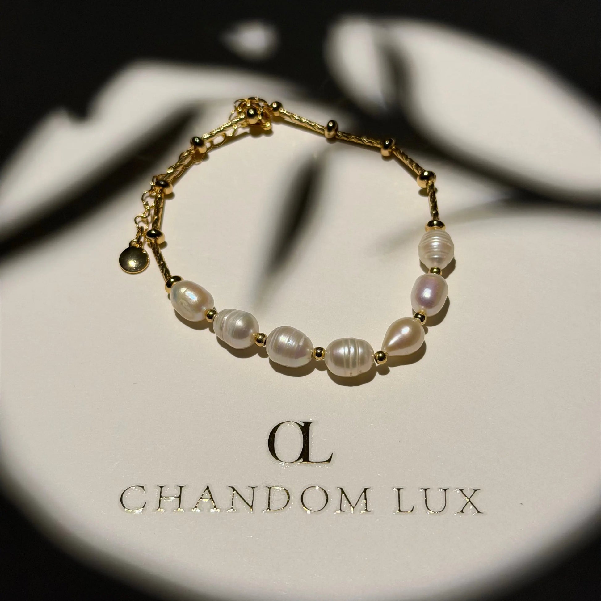 Freshwater Pearl Sparkle Bracelet 18K Gold Plated — worn on wrist