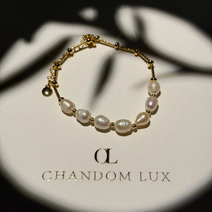 Freshwater Pearl Sparkle Bracelet 18K Gold Plated — worn on wrist