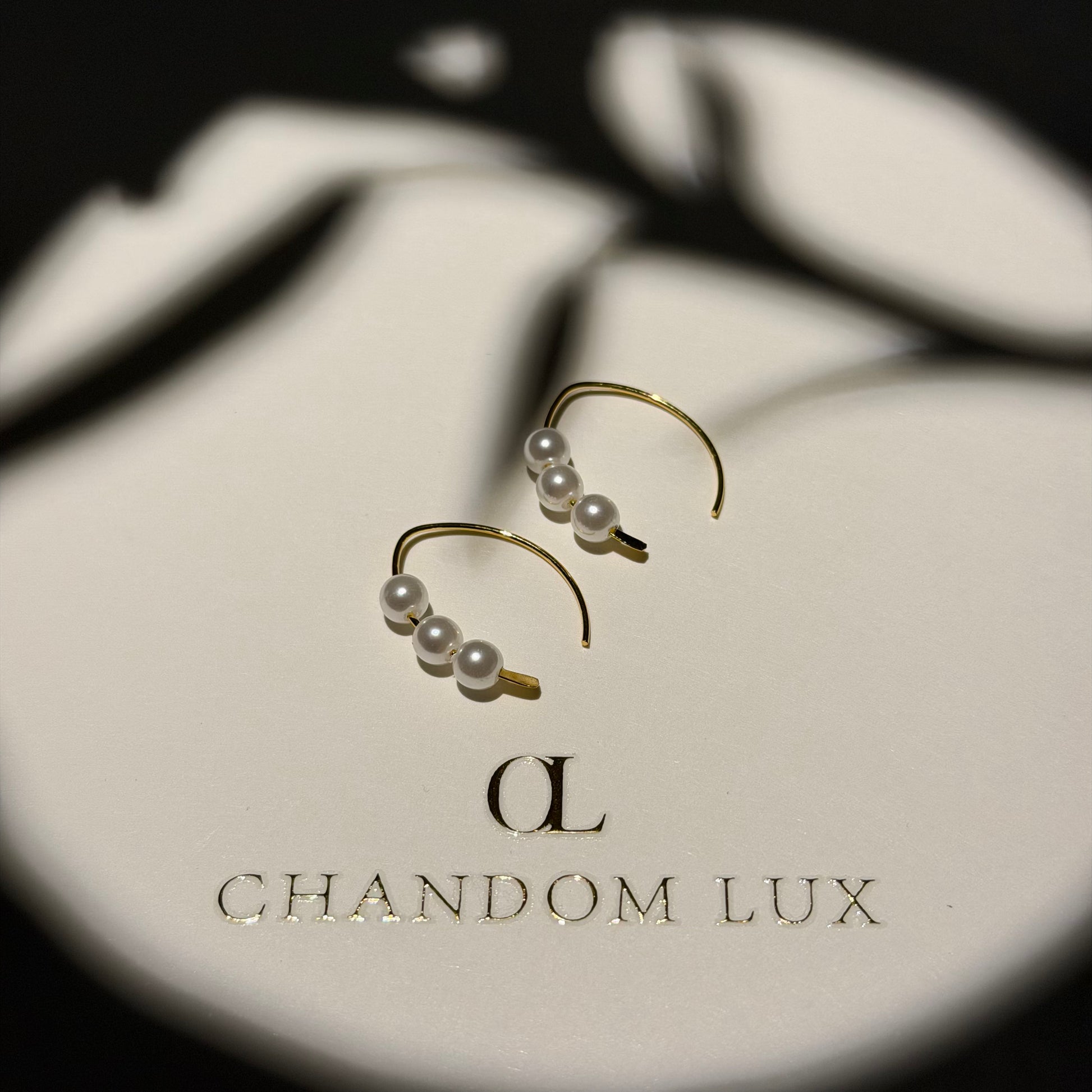 Freshwater Pearl Branch Stud Earrings S925 Gold — worn on model, side profile
