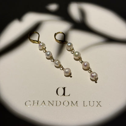 Natural Freshwater Pearl Stud Earrings S925 Silver — styled with neutral outfit