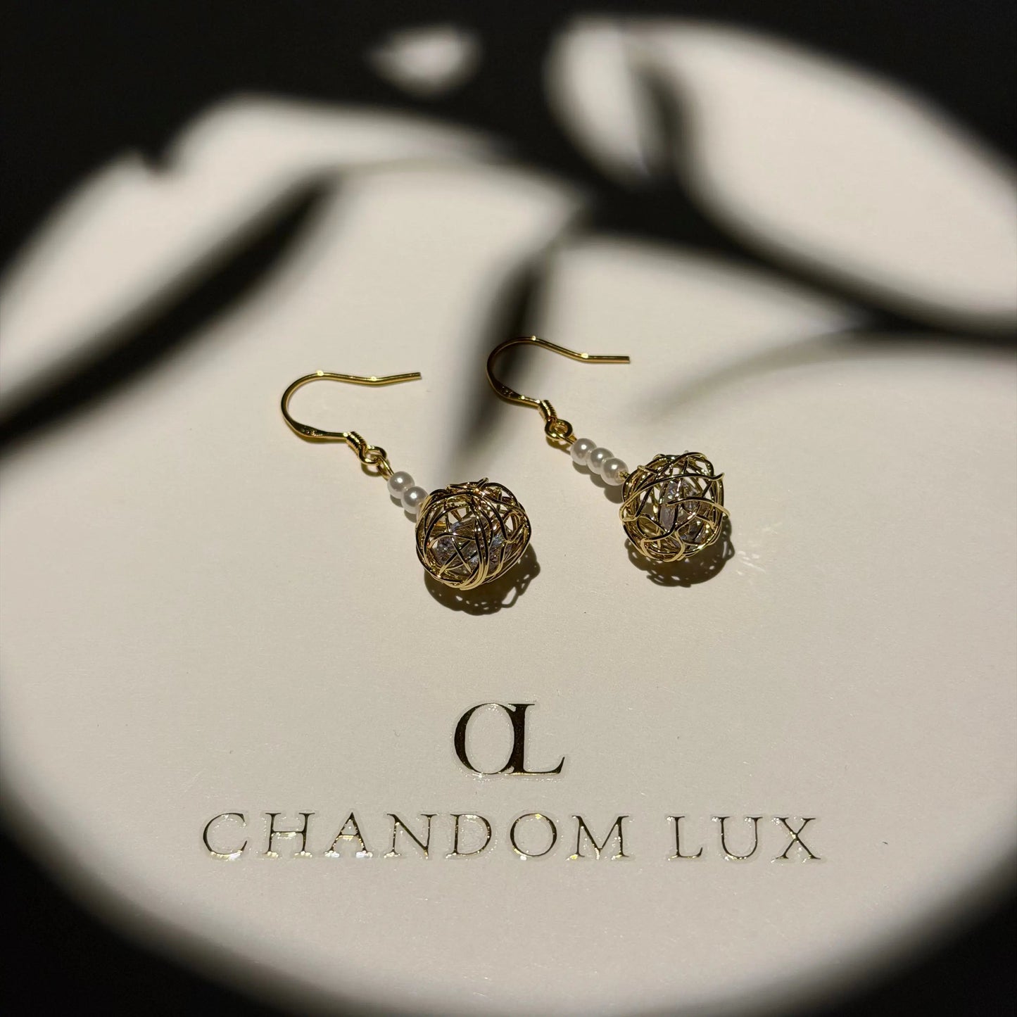 Freshwater Pearl Sphere Drop Earrings 14K Gold S925 — angle highlighting drop and movement