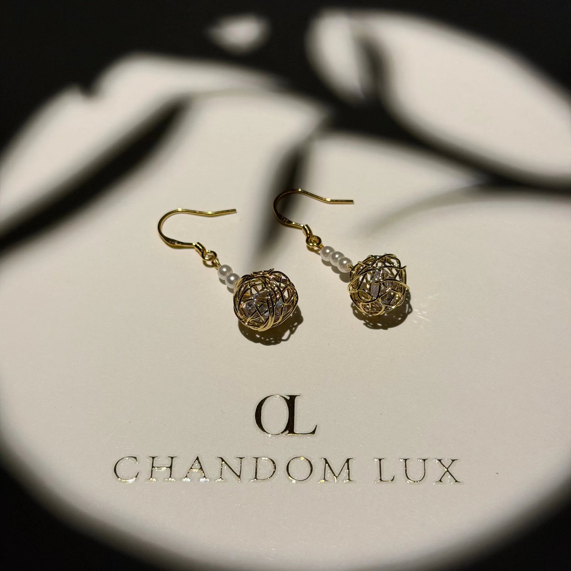 Freshwater Pearl Sphere Drop Earrings 14K Gold S925 — angle highlighting drop and movement