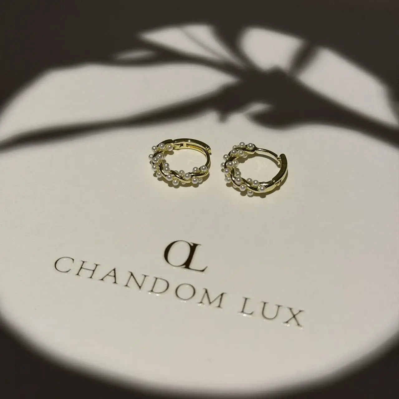 Pearl Beaded Huggie Hoop Earrings S925 Silver Gold on neutral background — front view