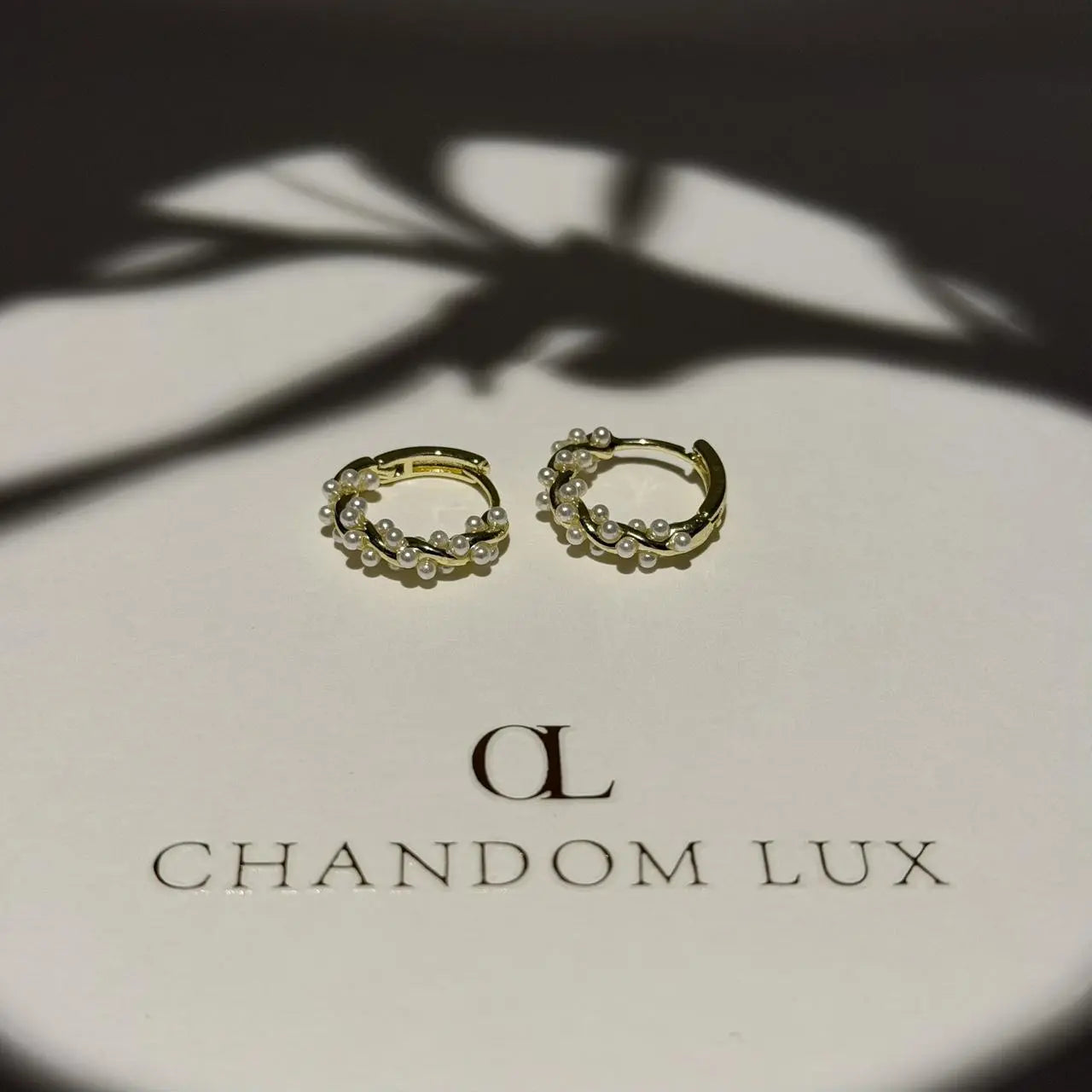 Pearl Beaded Huggie Hoop Earrings S925 Silver Gold — pair shown together on flat lay