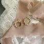 Pearl Beaded Huggie Hoop Earrings S925 Silver Gold — close-up of pearl and post detail
