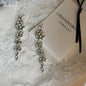 Crystal Vine Cascade Drop Earrings S925 Bridal on neutral background — front view