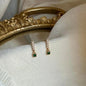Pearl Bar & Emerald Crystal Drop Earrings S925 Gold on neutral background — front view