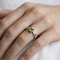 Olive Green Stone Crystal Cluster Ring Silver Open on neutral background — front view