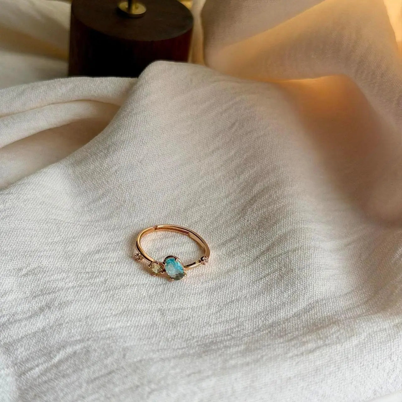 Minimalist Blue Stone Cluster Ring S925 Gold Plated — top-down detail of stones