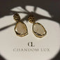 Frosted Resin Drop Earrings S925 Hammered Gold Disc on neutral background — front view