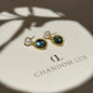 Abalone Shell & Freshwater Pearl Drop Earrings Gold on neutral background — front view