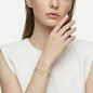 Freshwater Pearl Satin Bracelet 18K Gold Plated UK on neutral background — full length view