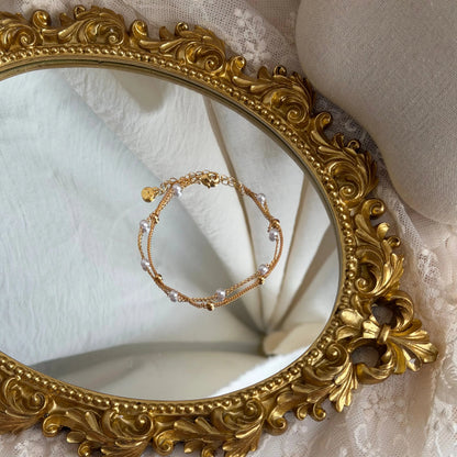 Freshwater Pearl Satin Bracelet 18K Gold Plated UK — clasp detail close-up