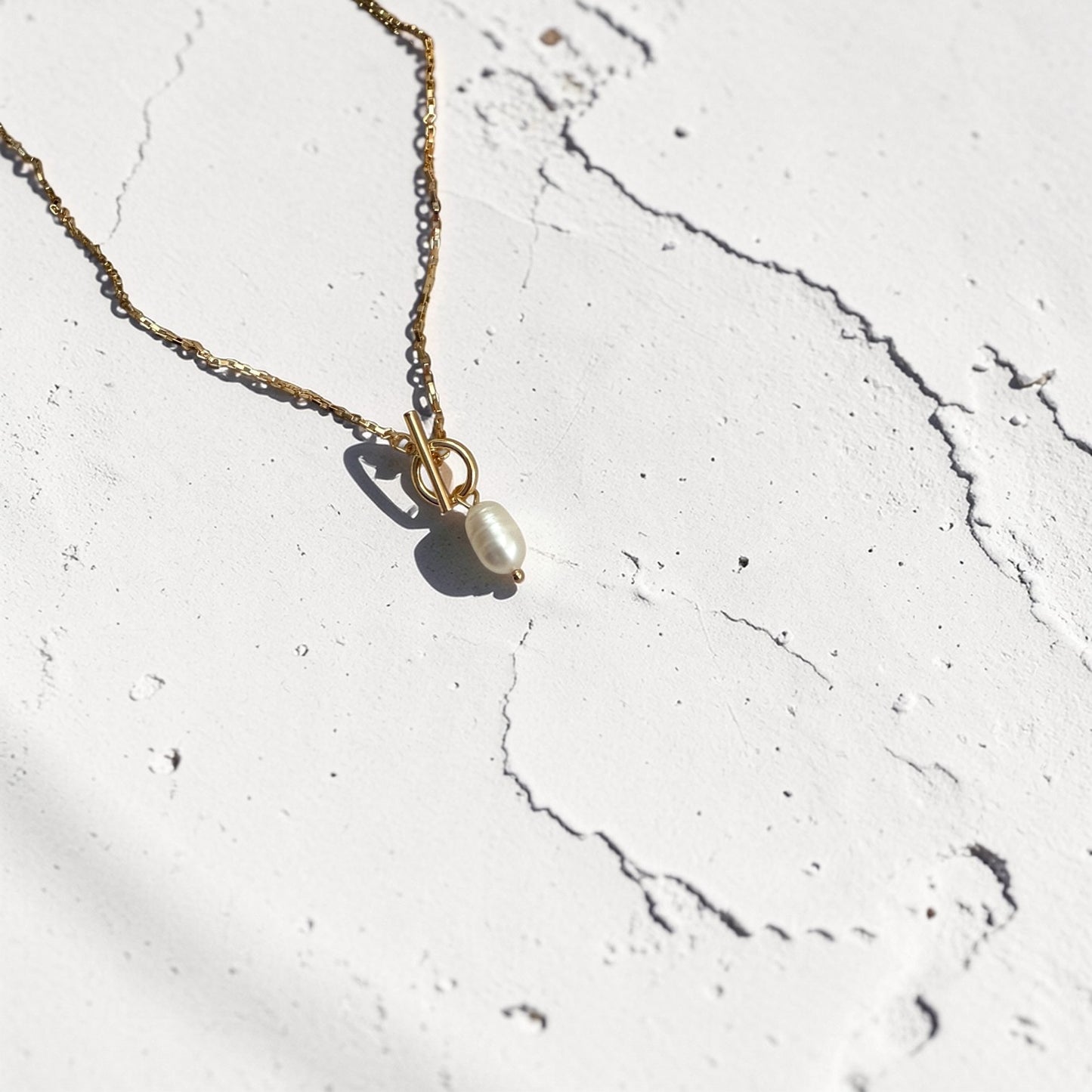 Baroque Freshwater Pearl Toggle Pendant Necklace — detail of freshwater pearl