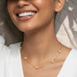 Freshwater Pearl Link Chain Necklace Gold Plated on neutral background — full length view