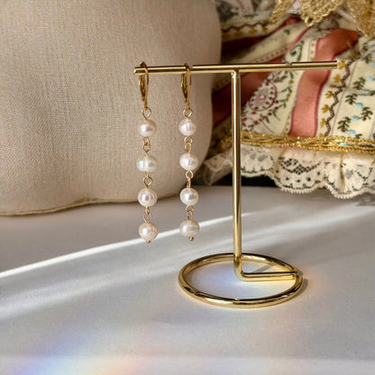 Natural Freshwater Pearl Stud Earrings S925 Silver — pair shown together on flat lay