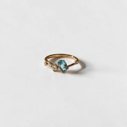 Minimalist Blue Stone Cluster Ring S925 Gold Plated — styled flat lay