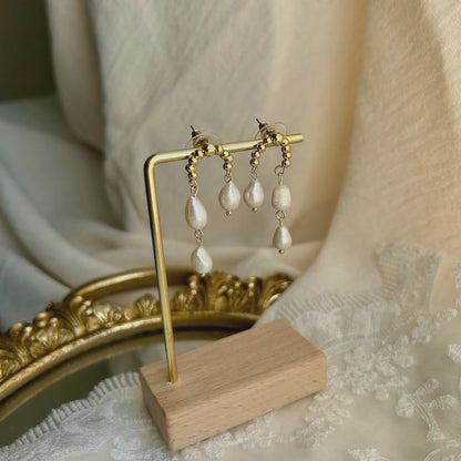 Freshwater Pearl Arch Stud Earrings S925 Silver