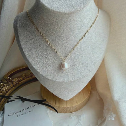 Single Freshwater Pearl Pendant Necklace 14K Gold