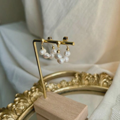Freshwater Pearl Trio Stud Earrings S925 Silver